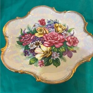 Vintage Lipper & Mann iridescent floral Cake Stand